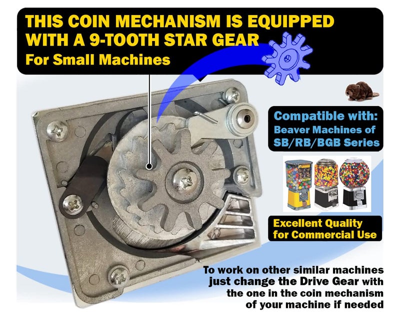 ACKSTAR Store Coin Mechanism for Beaver Machines. 25 Cent Coin Mech for Beaver Gumball Machine Candy Machine. Fit Square Beaver, Round Beaver, Southern & Ball Globe Beaver Vending Machine Coin Mechanism - New - Image 4